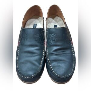 Olukai Nohea Nubuck Black Loafers Shoes size 9